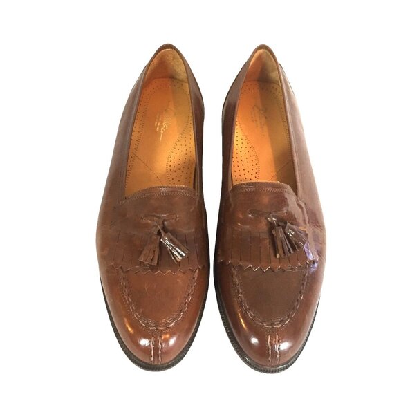 Handmade Italian Mens Brown Leather Loafers Tassel 15EEE DiMitri - Picture 2 of 14